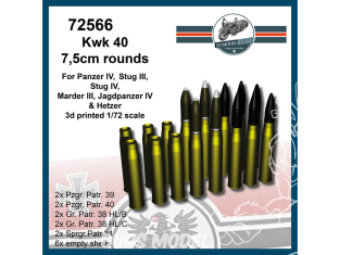 FC MODEL TREND accessoire résine 72566 Munitions Kwk 40 7,5cm rounds 1/72