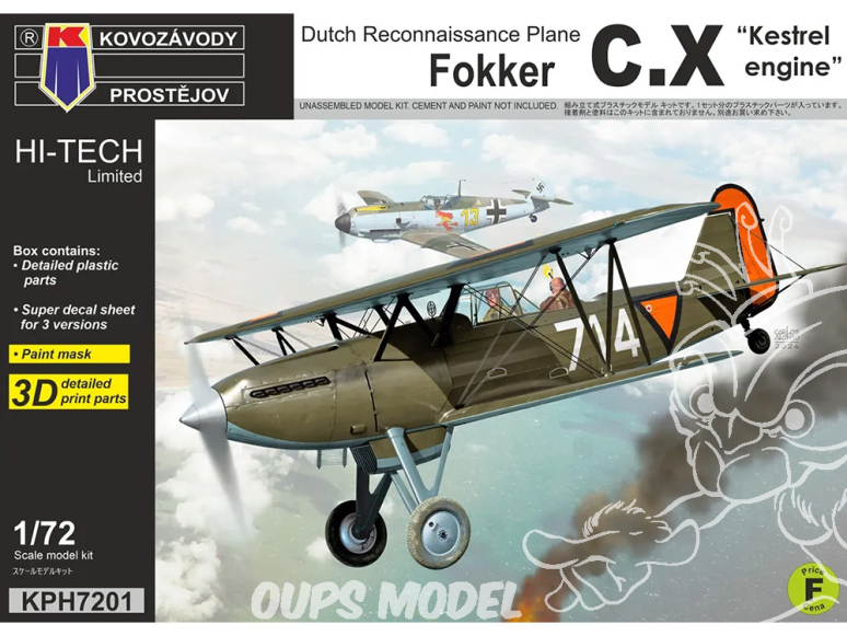 KP Model kit avion KPH7201 HI-Tech Fokker C.X Moteur Kestrel 1/72