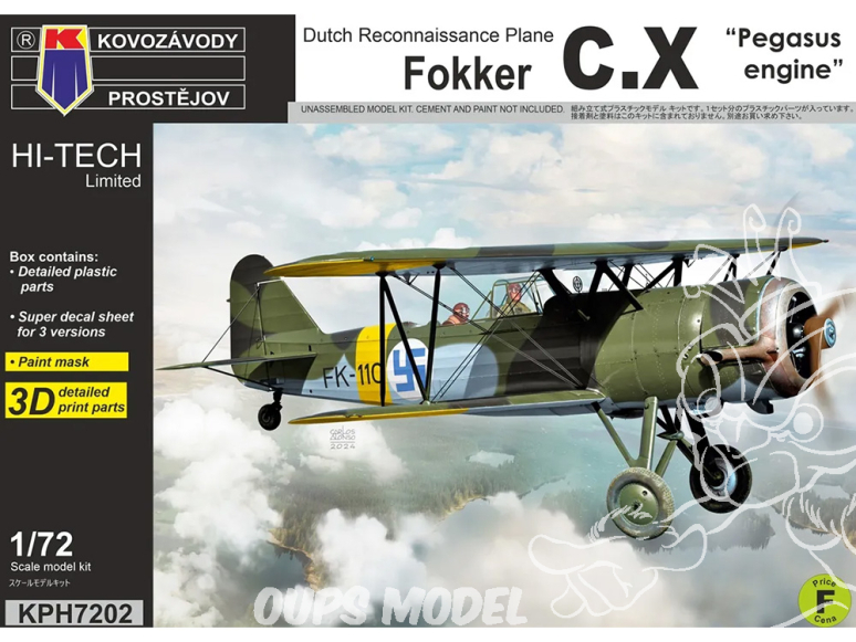 KP Model kit avion KPH7202 HI-Tech Fokker C.X Moteur Pegasus 1/72