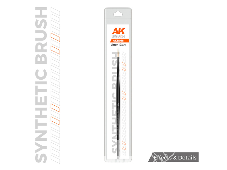 AK Interactive pinceau AKB018 PINCEAU SYNTHÉTIQUE LINER Poils long Pointus 17mm