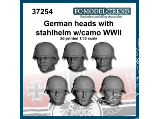 FC MODEL TREND accessoire résine 37254 Têtes Allemandes avec casque Stahlhelm avec camouflage WWII 1/35