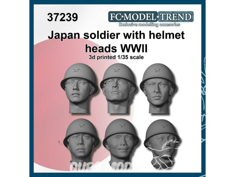 FC MODEL TREND accessoire résine 37239 Têtes soldats Japonais avec casque WWII 1/35