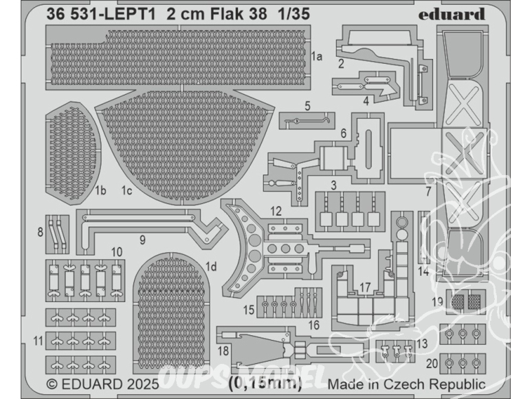 Eduard photodecoupe militaire 36531 Amélioration 2cm Flak 38 Icm 1/35