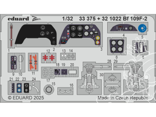 Eduard photodécoupe avion 33375 Zoom amélioration Messerschmitt Bf 109F-2 Hobby 2000 / Hasegawa 1/32