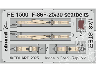 EDUARD photodecoupe avion FE1500 Harnais métal F-86F-25/30 Airfix 1/48