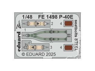 EDUARD photodecoupe avion FE1498 Harnais métal P-40E Eduard 1/48