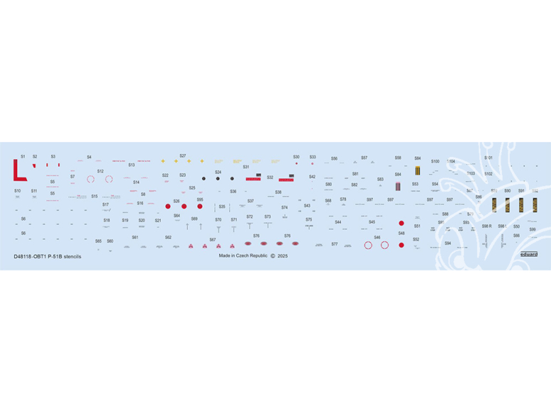 Eduard Decalques avion D48118 Marquages / Stencils P-51B Eduard 1/48