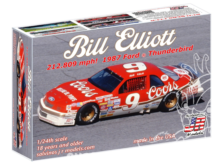 JR Models maquette voiture BEF1987T Bill Elliott 1987 Ford Thunderbird 212.809 MPH Record Car 1/24