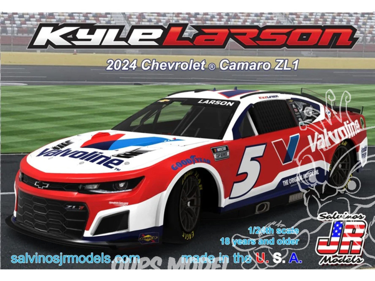 JR Models maquette voiture HMC2024KLV Kyle Larson 2024 Chevrolet Camaro Valvoline Scheme 1/24