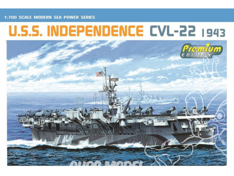 DRAGON maquette bateau 7054 U.S.S. Independence CVL-22 1943 1/700