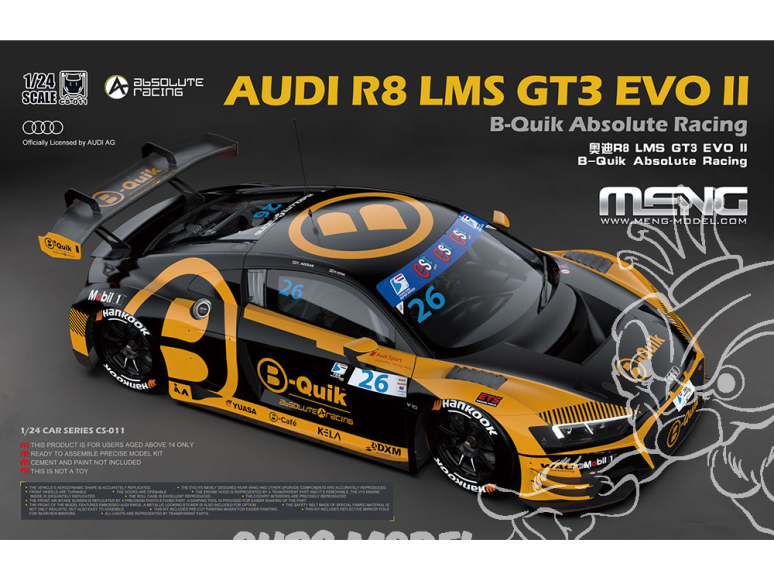 MENG CS-011 Audi R8 LMS GT3 EVO II B-Quick 1/24