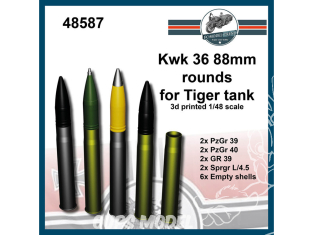 FC MODEL TREND accessoire résine 48587 Munitions Kwk 36 88mm rounds pour Tigre 1/48