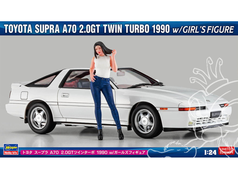 HASEGAWA maquette voiture 52414 Toyota Supra A70 2.0GT Twin Turbo 1990 avec figurine de fille 1/24