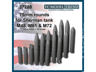 FC MODEL TREND accessoire résine 37288 Munitions 75mm rondes pour Sherman - M48 - M61 - M72 1/35