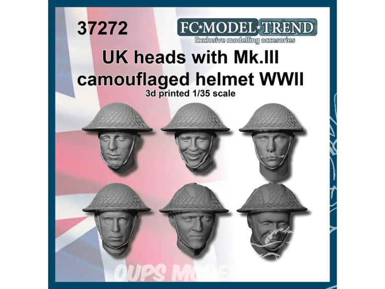 FC MODEL TREND accessoire résine 37272 Têtes Britanniques avec casque Mk.III avec filet WWII 1/35