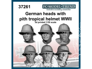 FC MODEL TREND accessoire résine 37261 Têtes Allemandes avec casque tropical Pith WWII 1/35