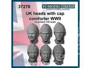 FC MODEL TREND accessoire résine 37270 Têtes Britanniques avec calot Cap conforter WWII 1/35