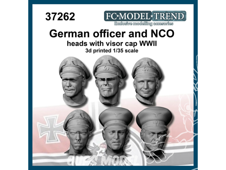 FC MODEL TREND accessoire résine 37262 Têtes Allemandes avec casquette à visiere officier & NCO WWII 1/35