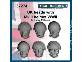 FC MODEL TREND accessoire résine 37274 Têtes Britanniques avec casque Mk.II WWII 1/35