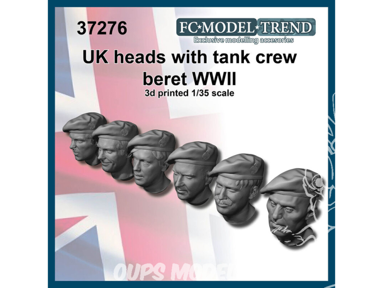 FC MODEL TREND accessoire résine 37276 Têtes avec beret Equipage de char Britannique WWII 1/35