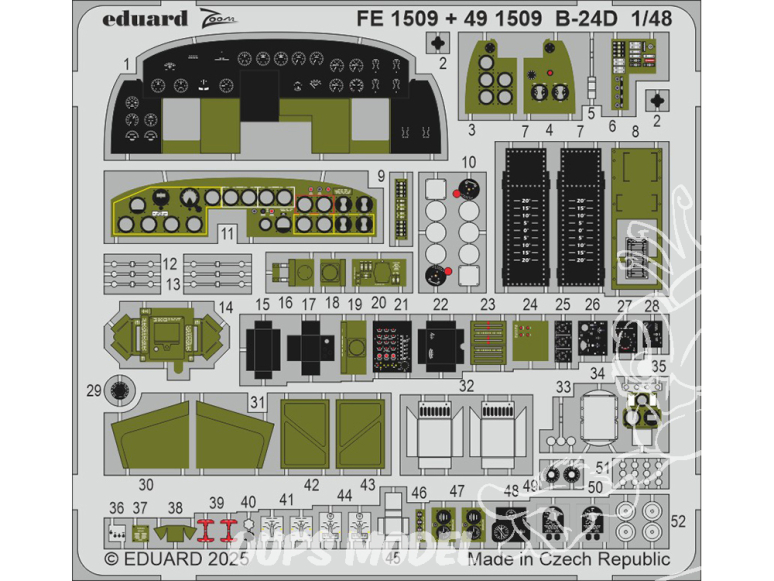 EDUARD photodecoupe avion 491509 Cockpit & moteurs B-24D Hobby Boss 1/48