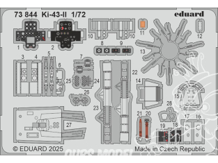 Eduard photodecoupe avion 73844 Amélioration Ki-43-II Arma Hobby 1/72