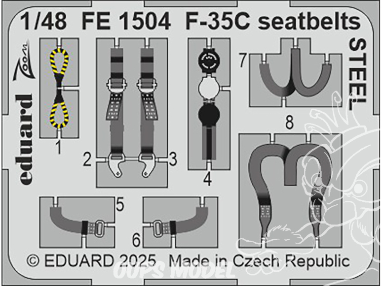 EDUARD photodecoupe avion FE1504 Harnais métal F-35C Tamiya 1/48