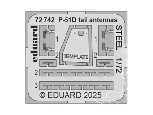 Eduard photodecoupe avion 72742 Antennes de queue P-51D 1/72