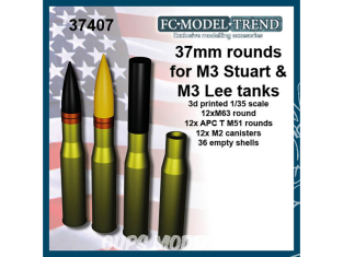 FC MODEL TREND accessoire résine 35407 Munitions 37mm rondes pour M3 Stuart & M3 Lee 1/35