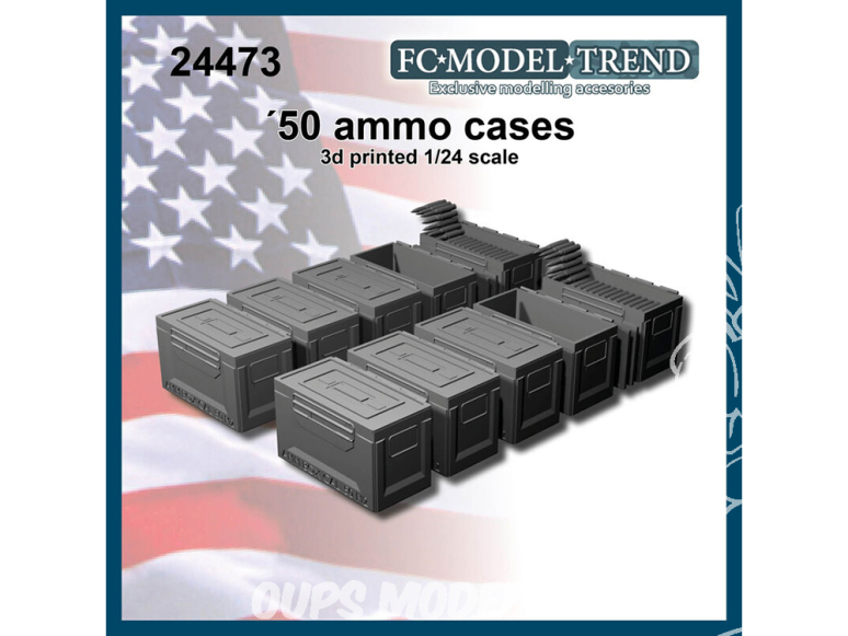 FC MODEL TREND accessoire résine 24473 Caisses de munitions '50 pour Browning M2 1/24