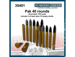 FC MODEL TREND accessoire résine 35401 Munitions rondes Pak 40 1/35