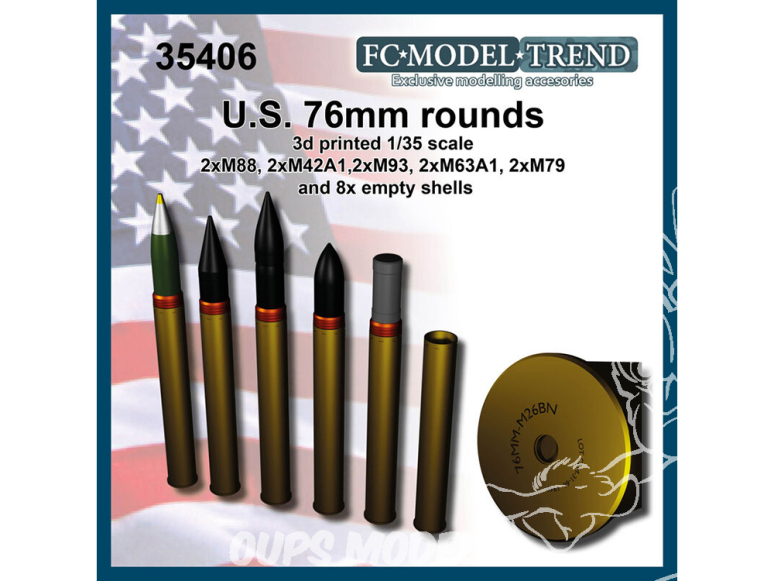 FC MODEL TREND accessoire résine 35406 Munitions rondes 76mm U.S. 1/35