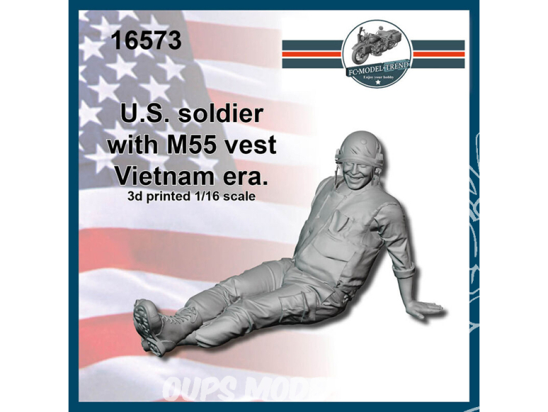 FC MODEL TREND figurine résine 16573 Soldat U.S. avec Veste M55 Vietnam 1/16