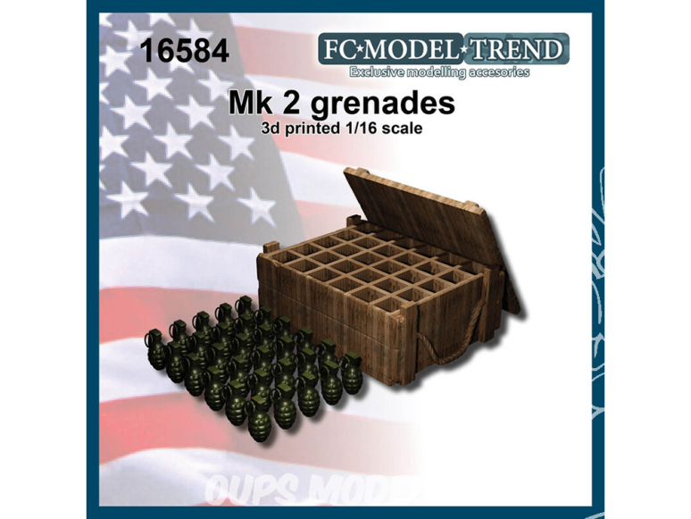 FC MODEL TREND accessoire résine 16584 Grenades USA Mk.2 1/16