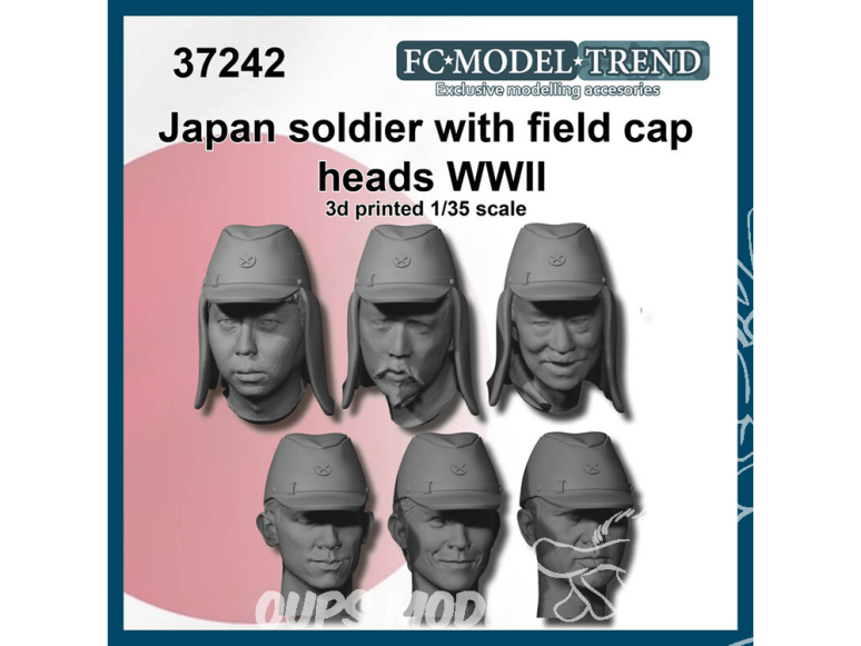 FC MODEL TREND accessoire résine 37242 Têtes Japonaises avec casquette de terrain WWII 1/35