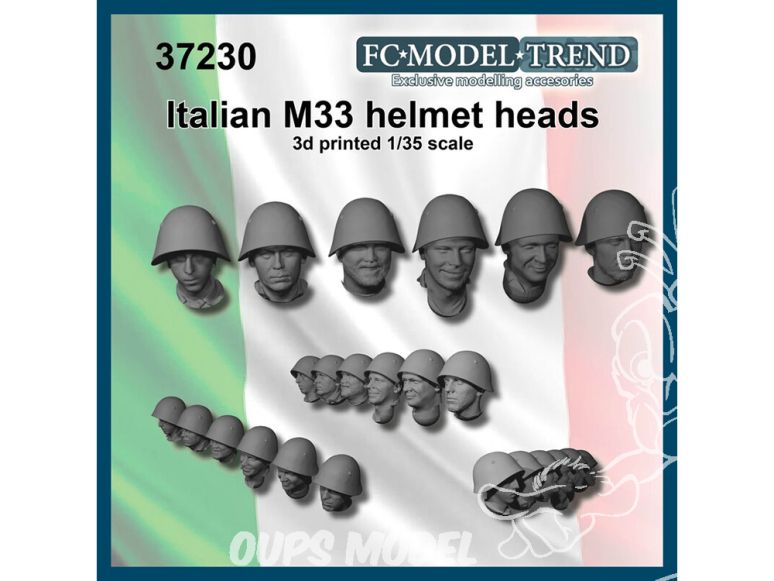 FC MODEL TREND accessoire résine 37230 Têtes Italiennes avec casque M33 WWII 1/35