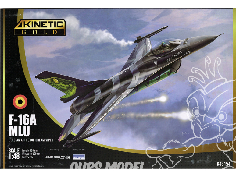 Kinetic maquette avion K48154 F-16A MLU Belgian Air Force Dream Viper Gold edition 1/48