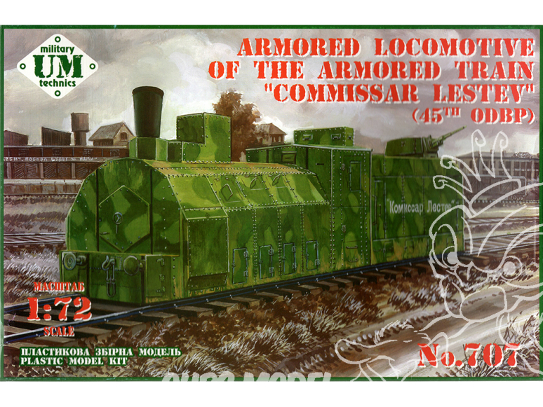 UM maquette militaire 707 Locomotive blindée du train blindé "Commissaire Lestev" (45e ODBP) 1/72