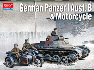 Academy maquette militaire 13556 Panzer 1 Ausf.B et moto allemande 1/35