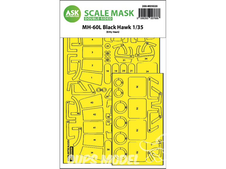 ASK Art Scale Kit Mask M35020 MH-60L Black Hawk Kitty Hawk Recto Verso 1/32