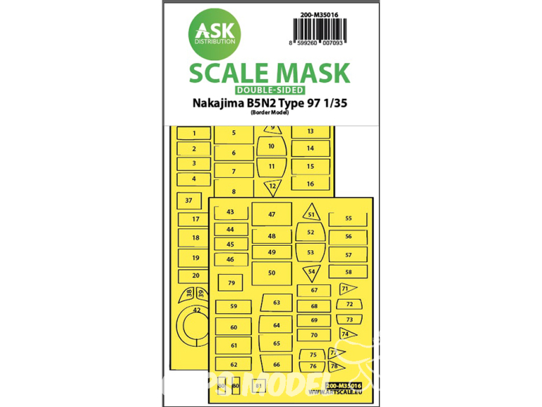 ASK Art Scale Kit Mask M35016 Nakajima B5N2 Type 97 Border Model Recto Verso 1/32