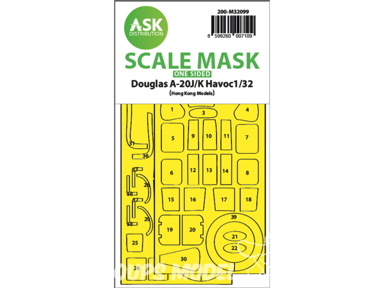 ASK Art Scale Kit Mask M32099 Douglas A-20J/K Havoc Hk Models Recto 1/32