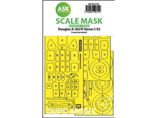 ASK Art Scale Kit Mask M32100 Douglas A-20J/K Havoc Hk Models Recto Verso 1/32