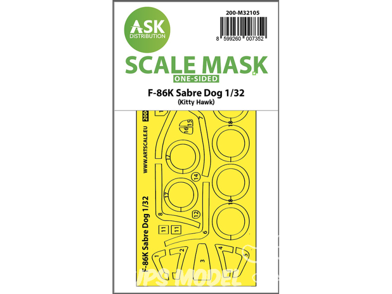 ASK Art Scale Kit Mask M32105 F-86K Sabre Dog Kitty Hawk Recto 1/32