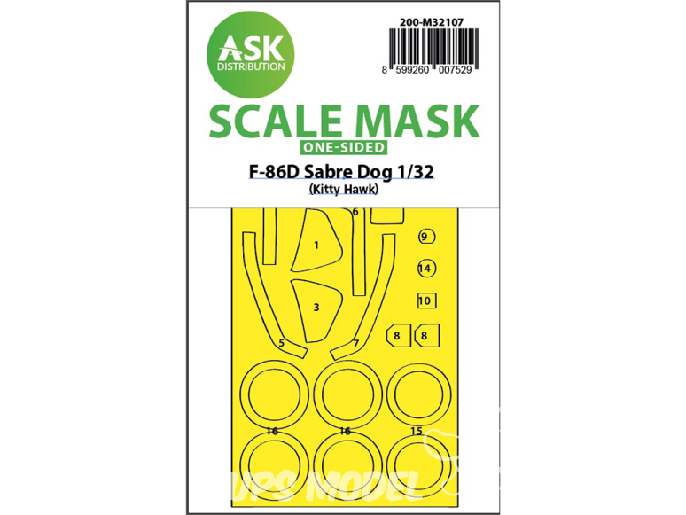 ASK Art Scale Kit Mask M32107 F-86D Sabre Dog Kitty Hawk Recto 1/32