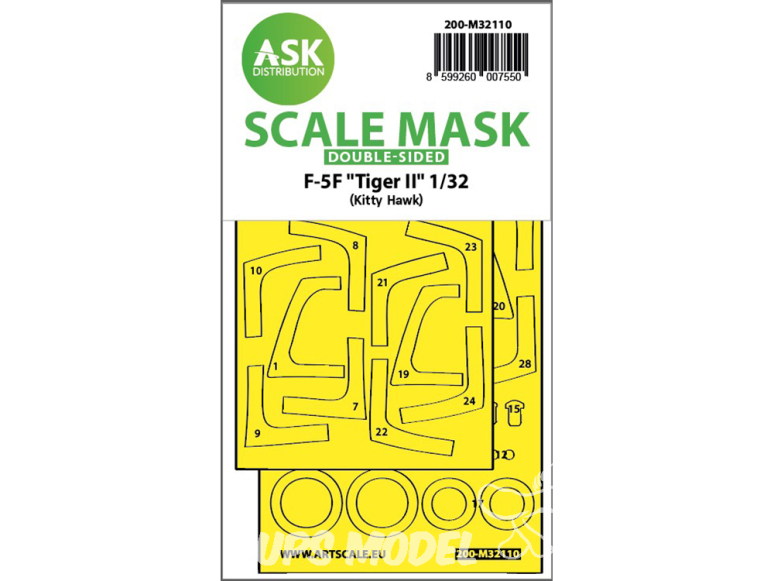 ASK Art Scale Kit Mask M32110 F-5F "Tiger II" Kitty Hawk Recto Verso 1/32