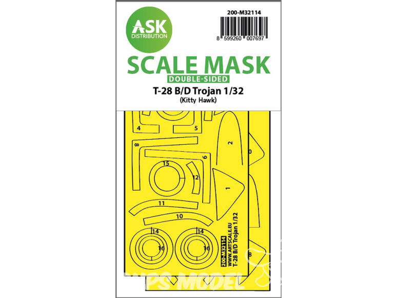 ASK Art Scale Kit Mask M32114 T-28B/D Trojan Kitty Hawk Recto Verso 1/32