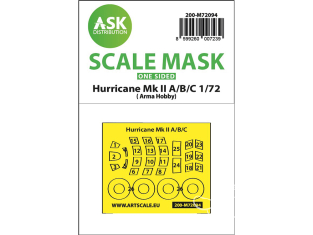 ASK Art Scale Kit Mask M72094 Hurricane Mk.II A/B/C Arma Hobby Recto 1/72