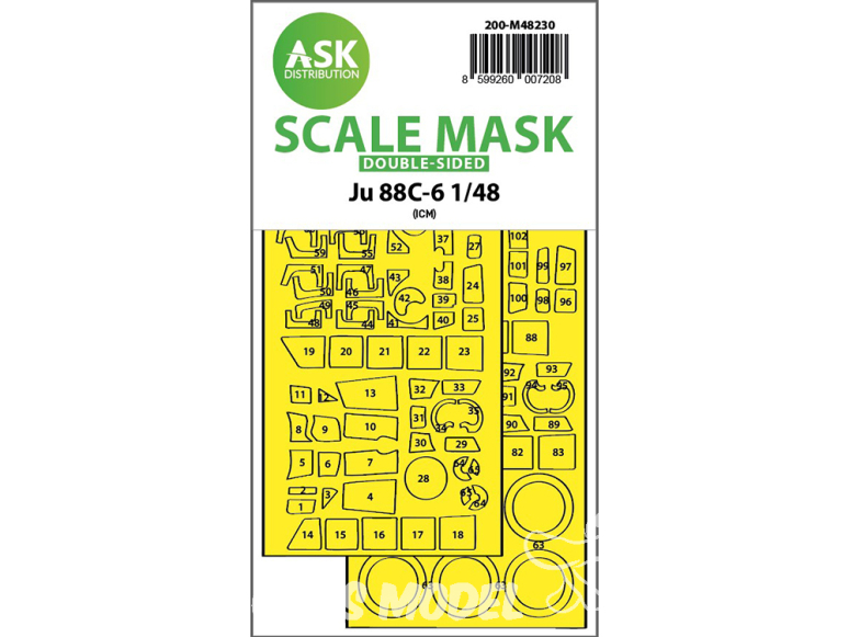 ASK Art Scale Kit Mask M48230 Junkers Ju 88C-6 Icm Recto Verso 1/48 ...