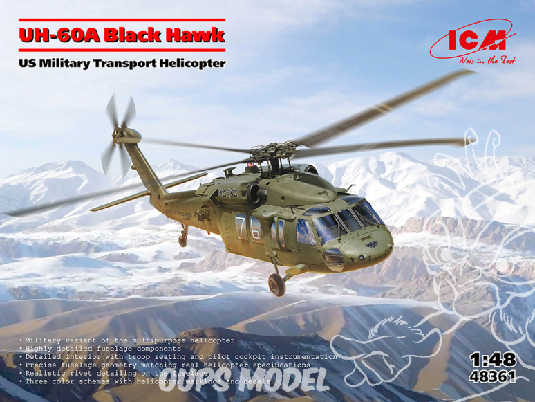 Icm maquette helicoptére 48361 UH-60A Black Hawk 1/48